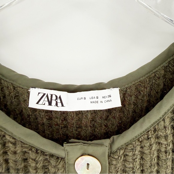 ZARA Sleeveless Knit Button Front Vest S Green - Picture 5 of 6